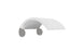 The Signature Chair Shade by Ledge Lounger is a minimalist, modern light fixture with a curved white shade and two circular gray base elements, offering sleek elegance ideal for enhancing any home or office space.
