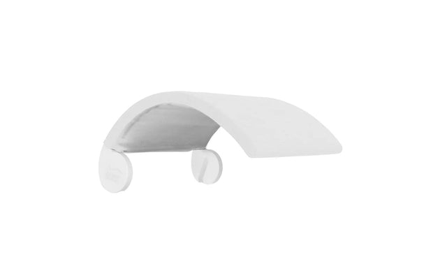 The Signature Chair Shade by Ledge Lounger is a minimalist, modern white table lamp with a curved, arch-like design. Its flat, elongated top and dual cylindrical bases enhance the sleek look of any in-pool tanning ledge or Signature Chair lounger with contemporary elegance.