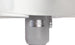 A close-up of a cylindrical metal component embossed with LEDCE evokes the durability of wind-resistant umbrellas. Connected to a larger white structure, it boasts a smooth light gray surface, reminiscent of the 6.5 Square Signature 360° Tilt Umbrella by Ledge Lounger.
