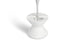 The Signature Tall Ice Bin Side Table by Ledge Lounger has a sleek, modern white design resembling an umbrella base. Its minimalist look features a smooth finish, while its hourglass shape adds elegance against a plain white background.