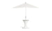 The Ledge Lounger Autograph Umbrella Stand Ice Bin boasts a tall, sleek white design with a round, hourglass-shaped base for stability. It features a minimalist central pole and triangular canopy, perfect for enhancing the modern aesthetic of your outdoor relaxation area.