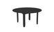 The Mainstay Round Dining Table by Ledge Lounger is a sleek black table with four sturdy legs, ideal against a white background for any space.