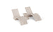 The Ledge Lounger Outdoor Oasis In-Pool Furniture Bundle features two modern beige Deep Chaise lounge chairs with curved designs, facing each other and separated by a matching ice bin side table, all set against a plain white backdrop to highlight their sleek, stylish look.