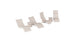 The Ledge Lounger Signature Chaise with Chairs and Side Table In-Pool 6-Piece Set includes four beige, S-shaped chaise loungers and two round side tables, ideal for modern resort-style poolside relaxation.