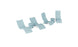 The Ledge Lounger Signature Chaise with Chairs and Side Table In-Pool 6-Piece Set features four light blue, curved chaise loungers and two matching side tables arranged in a row—ideal for modern, resort-style pool spaces.