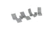 The Ledge Lounger Signature Chaise with Chairs and Side Table In-Pool 6-Piece Set features four sleek gray lounge chairs and two round side tables in a modern, minimalist style, perfect for resort-inspired poolside relaxation.