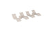 Three sleek, modern beige loungers from the Ledge Lounger Signature Chaise and Side Table In-Pool 6-Piece Set are arranged in a row on a white background, ideal as pool ledge or in-pool furniture.