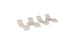 The Ledge Lounger Signature Chaise and Side Table In-Pool 6-Piece Set features modern beige wave-shaped chaise loungers with built-in cup holders, arranged in a row as stylish pool ledge furniture on a white background.