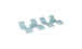 Three modern light blue Ledge Lounger Signature Chaise and Side Table In-Pool 6-Piece Set loungers are arranged in a row against a white background, highlighting stylish pool ledge furniture for luxurious relaxation.
