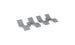 The Ledge Lounger Signature Chaise and Side Table In-Pool 6-Piece Set features three identical gray, modern chaise loungers with curved arches, arranged side by side on a white background, evoking minimalist poolside luxury.