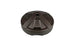 The Ledge Lounger Resin Coated Concrete Umbrella Base boasts a black, circular, textured surface and is perfect for center pole umbrellas. It secures the umbrella with a central hole, enhancing any outdoor dining setup.