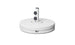 The Ledge Lounger Resin Coated Concrete Umbrella Base has a white circular design with a central pole holder, perfect for center pole umbrellas. It features two black adjustment knobs for stability and offers a smooth surface with modern, minimalistic appeal to enhance your outdoor dining experience.