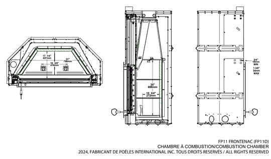 Valcourt Frontenac Wood Fireplace - FP11D