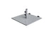 The Ledge Lounger Steel Plate Umbrella Base is a gray, powder-coated steel baseplate with an upright cylindrical central tube. It is ideal for center pole umbrellas and features two adjustable knobs, four corner mounting holes, and two cable connectors on one side.
