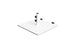 The Steel Plate Umbrella Base by Ledge Lounger is a white flat rectangular steel plate with a vertical center pole, perfect for center pole umbrellas. It has two black adjustment knobs, a durable powder-coated finish, and two black clips.