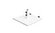 The Steel Plate Umbrella Base by Ledge Lounger is a white flat rectangular steel plate with a vertical center pole, perfect for center pole umbrellas. It has two black adjustment knobs, a durable powder-coated finish, and two black clips.