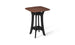 The Haven Hightop Table by Ledge Lounger is a modern, square piece featuring a dark wood top and black curved legs for ergonomic comfort. Its durable design includes a matching lower shelf, making it sleek and contemporary—ideal for any stylish patio collection.