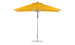 The Ledge Lounger Premier Aluminum Umbrella - 8.5 Rectangle Pulley features a wind-resistant, vibrant yellow canopy made from marine-grade fabrics with a sturdy metal pole and circular base, offering modern, durable shade for any patio or garden setting.