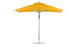 The Ledge Lounger Premier Aluminum Umbrella - 8.5 Rectangle Pulley features a wind-resistant, vibrant yellow canopy made from marine-grade fabrics with a sturdy metal pole and circular base, offering modern, durable shade for any patio or garden setting.