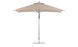 Explore the Premier Aluminum Umbrella by Ledge Lounger, an 8.5 rectangle pulley umbrella with a tan outdoor canopy made from marine-grade fabrics. Its stylish aluminum pole, circular base, and six-ribbed design provide modern flair and wind-resistant stability for your garden or poolside haven.