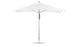 The Ledge Loungers Premier Aluminum Umbrella features an 8.5 rectangle canopy in white, crafted with wind-resistant marine-grade fabrics. Its sturdy metal pole and round base offer clean lines that enhance any serene outdoor setting.