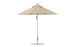 The Premier Aluminum Umbrella - 9 Octagon Pulley by Ledge Lounger features a beige marine-grade fabric canopy, a silver pole, and circular base against a plain white background.