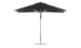 A black Ledge Lounger Premier Aluminum Umbrella - 8.5 Rectangle Pulley, featuring a metal pole and base, sleek design, and marine-grade fabrics. Perfect for garden or patio use; wind-resistant and stylish.