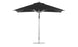 A black Ledge Lounger Premier Aluminum Umbrella - 8.5 Rectangle Pulley, featuring a metal pole and base, sleek design, and marine-grade fabrics. Perfect for garden or patio use; wind-resistant and stylish.