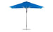 The Ledge Lounger Premier Aluminum Umbrella - 8.5 Rectangle Pulley features a wind-resistant, wide canopy in marine-grade fabric. It stands fully open with a sturdy metal pole and base in all its blue glory against a plain white background.