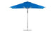 The Ledge Lounger Premier Aluminum Umbrella - 8.5 Rectangle Pulley features a wind-resistant, wide canopy in marine-grade fabric. It stands fully open with a sturdy metal pole and base in all its blue glory against a plain white background.
