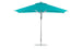 The Ledge Lounger Premier Aluminum Umbrella - 8.5 Rectangle Pulley in turquoise boasts a wind-resistant design with a silver pole and round base, fully open to display its wide canopy, metallic frame, and marine-grade fabrics for lasting style.