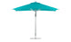 The Ledge Lounger Premier Aluminum Umbrella - 8.5 Rectangle Pulley in turquoise boasts a wind-resistant design with a silver pole and round base, fully open to display its wide canopy, metallic frame, and marine-grade fabrics for lasting style.