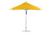 The Premier Aluminum Umbrella – 10 Square Pulley by Ledge Lounger features a yellow canopy with an aluminum pole on a round base, marine-grade fabrics, and a streamlined design that ensures wind resistance, making it ideal for outdoor spaces.