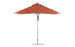 The Ledge Lounger Premier Aluminum Umbrella features a 10 square canopy in red, with a metal pole and round base. Its marine-grade, wind-resistant fabric offers optimal shade when fully open.