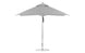 The Premier Aluminum Umbrella by Ledge Lounger features a 10 square canopy with a metal pole and base, made from marine-grade fabrics for durability. Perfect for outdoor use, it provides ample shade while fully open.