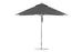 The Premier Aluminum Umbrella by Ledge Lounger features a wind-resistant, modern design with a square canopy made from marine-grade fabrics. It includes a metal pole with a round base and is ideal for patios or gardens.