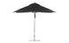 The Premier Aluminum Umbrella - 10 Square Pulley by Ledge Lounger features a marine-grade fabric canopy, supported by a sleek aluminum pole, offering wind resistance and sturdy construction on its circular base.