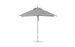 The Ledge Lounger Essential Fiberglass Umbrella features a black and white striped design on marine-grade fabrics, a sturdy metal stand, and an elegant fiberglass frame. The 10 square pulley umbrella has alternating stripes forming a circular pattern against a white background.