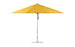 The Essential Fiberglass Umbrella - 13 Octagon Pulley by Ledge Lounger features a large yellow canopy, slim and durable aluminum pole, and round base. Crafted with marine-grade fabrics, its vibrant color contrasts beautifully against the white background when fully opened.
