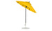 The Ledge Lounger Essential Fiberglass Umbrella - 7.5 Octagon Crank Auto Tilt features a yellow marine-grade fabric canopy, sleek black pole, and silver base. Its vented design ensures wind resistance, perfect for outdoor use.
