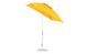 The Ledge Lounger Essential Fiberglass Umbrella features a 7.5 square canopy in yellow with a silver pole and round base. Made from marine-grade fabrics, its crank auto-tilt design offers angled shade, and wind-resistant features ensure stability even in breezy conditions.