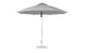 The Essential Fiberglass Umbrella - 11 Octagon Pulley by Ledge Lounger is a large, grey marine-grade outdoor umbrella with a silver pole and robust round base. Its fully opened fiberglass structure ensures central support, stability, and excellent wind resistance.