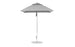 The Ledge Lounger Essential Fiberglass Umbrella - 6.5 Square Pulley offers a gray, marine-grade fabric canopy on a sleek aluminum pole with a round base, delivering elegant shade and style for any modern outdoor setting when opened against a plain white background.