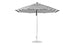 The Ledge Lounger Essential Fiberglass Umbrella - 11 Octagon Pulley features a sleek black and white stripe, a durable metal pole with round base, and marine-grade fabric canopy ideal for outdoor settings.