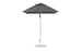 The Ledge Lounger Essential Fiberglass Umbrella - 6.5 Square Pulley features a gray marine-grade fabric with a vented canopy, aluminum center pole, and round base, providing timeless style and reliable shade for outdoor settings.