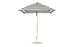 The Essential Fiberglass Umbrella - 7.5 Square Pulley by Ledge Lounger, with black and white stripes, marine-grade fabric, a silver pole, and round base is open against a plain white background.