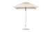 The beige Essential Fiberglass Umbrella by Ledge Lounger boasts a classic design with a 7.5 square canopy made of marine-grade fabric. It features a sleek metal pole and circular base, providing perfect outdoor shade and ensuring compatibility through the Umbrella Compatibility Matrix for versatile use.
