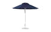 The Ledge Lounger Essential Fiberglass Umbrella, a 9 octagon pulley model with a metal pole and circular base, crafted from marine-grade fabrics, stands isolated against a white background.