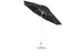 The Ledge Lounger Essential Fiberglass Umbrella (11 Octagon Crank Auto Tilt) has a sleek straight aluminum center pole, a round silver base, and is made with marine-grade fabrics. This black umbrella tilts for optimal sun protection.