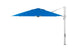 The Ledge Lounger Ultra Cantilever Umbrella - 13 Octagon features a blue canopy that provides ample shade on your patio. Its metal frame includes an adjustable arm for versatility, and a rechargeable light enhances evening enjoyment, allowing you to savor outdoor moments after sunset.